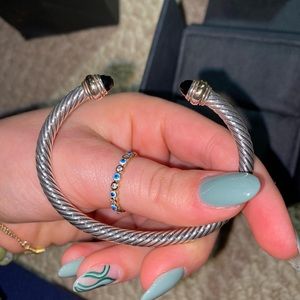 DAVID YURMAN Cable Classic Bracelet — Sterling Silver, Black Onyx, 14k Y. Gold